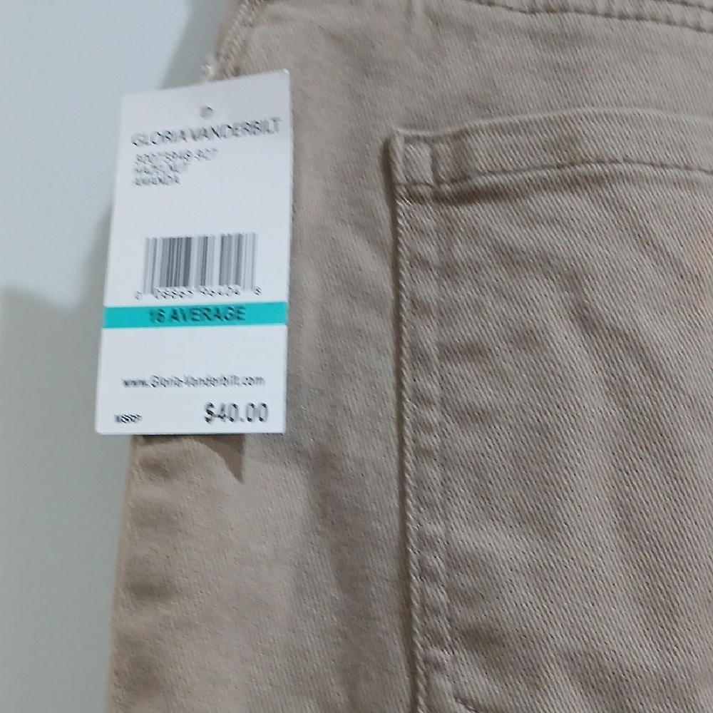 Gloria Vanderbilt Tan Straight-Leg Pants, New With Tags, Sz 16, Stretch - Picture 5 of 13